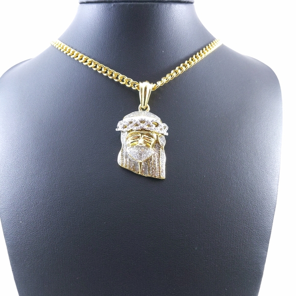 24" x 5mm Cuban Chain + Holy Man Pendant - Picture 7 of 8